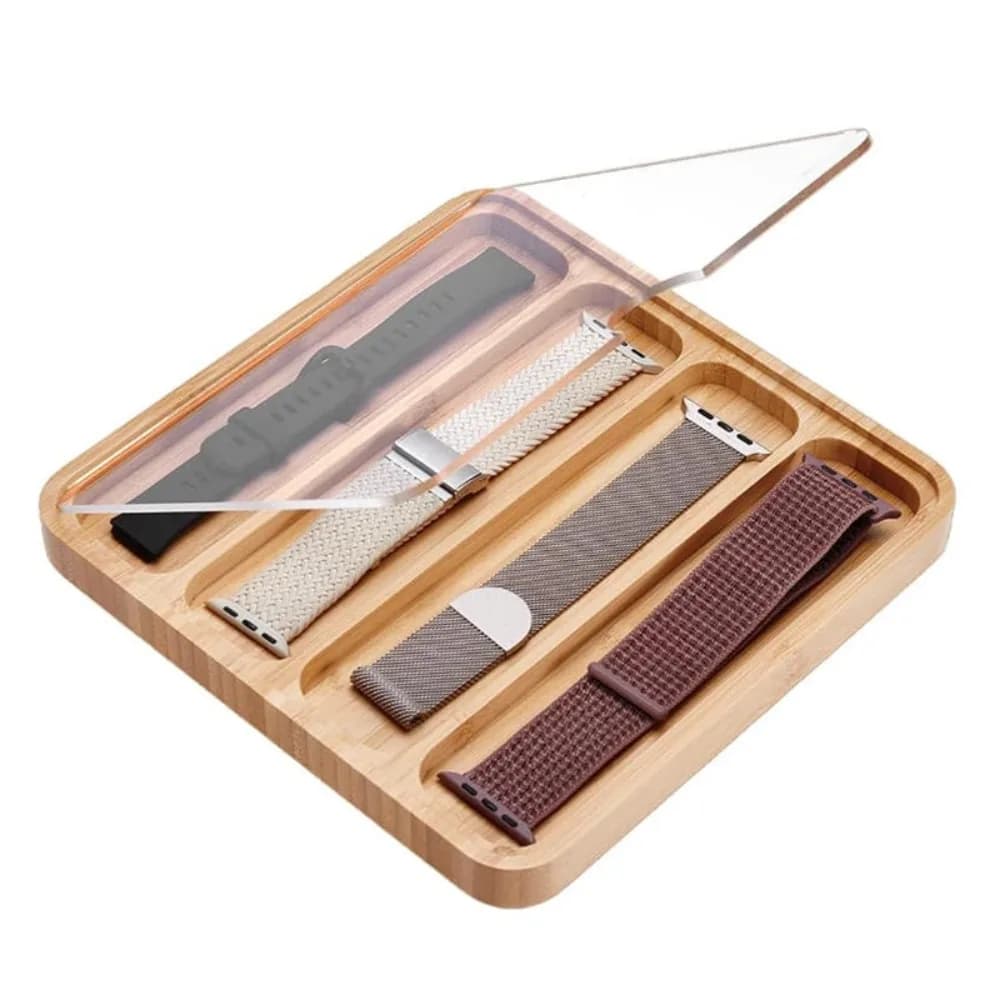 New Wooden Watch Band Organizer 4/8/9 Slots with Acrylic Top Lid Watch Band Display Case Watch Strap Case Tray Jewelry Display