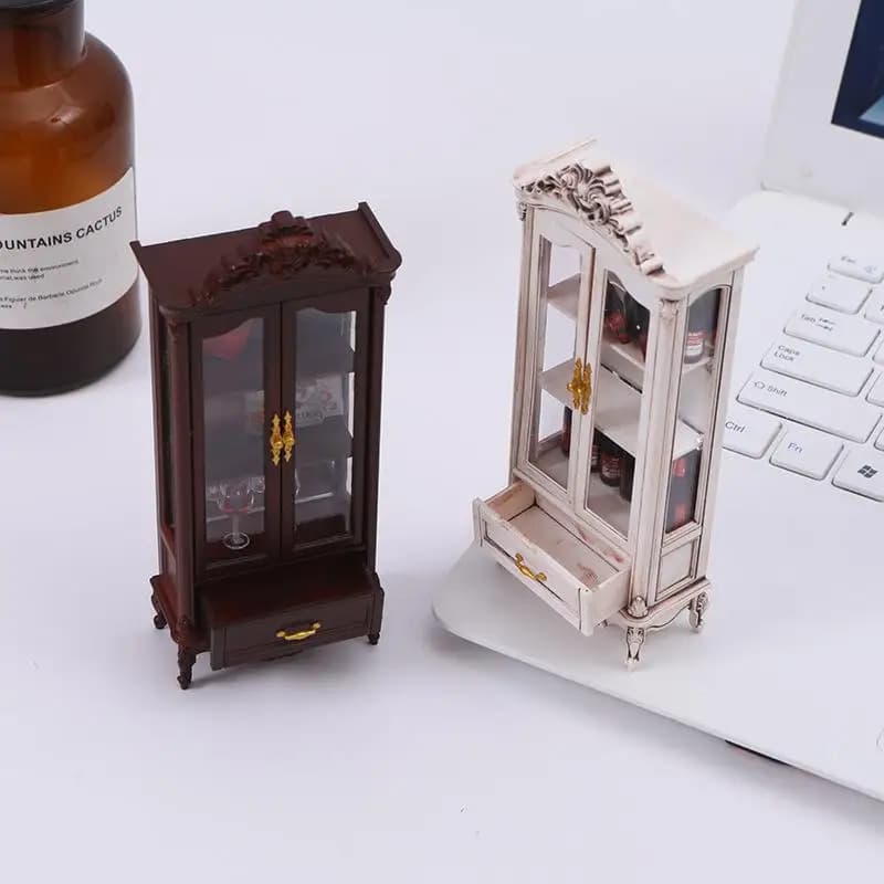 1/12 casa delle bambole simulazione vintage armadio di stoccaggio armadio espositivo modello casa delle bambole soggiorno armadietto del vino mobili arredamento giocattolo