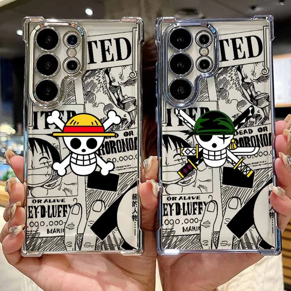 Comic O-Ones P-Pieces Logo For Samsung S26 S25 Edge S24 S23 S22 S21 S20 FE Ultra Plus Lite Plating Anti-Fall Phone Case