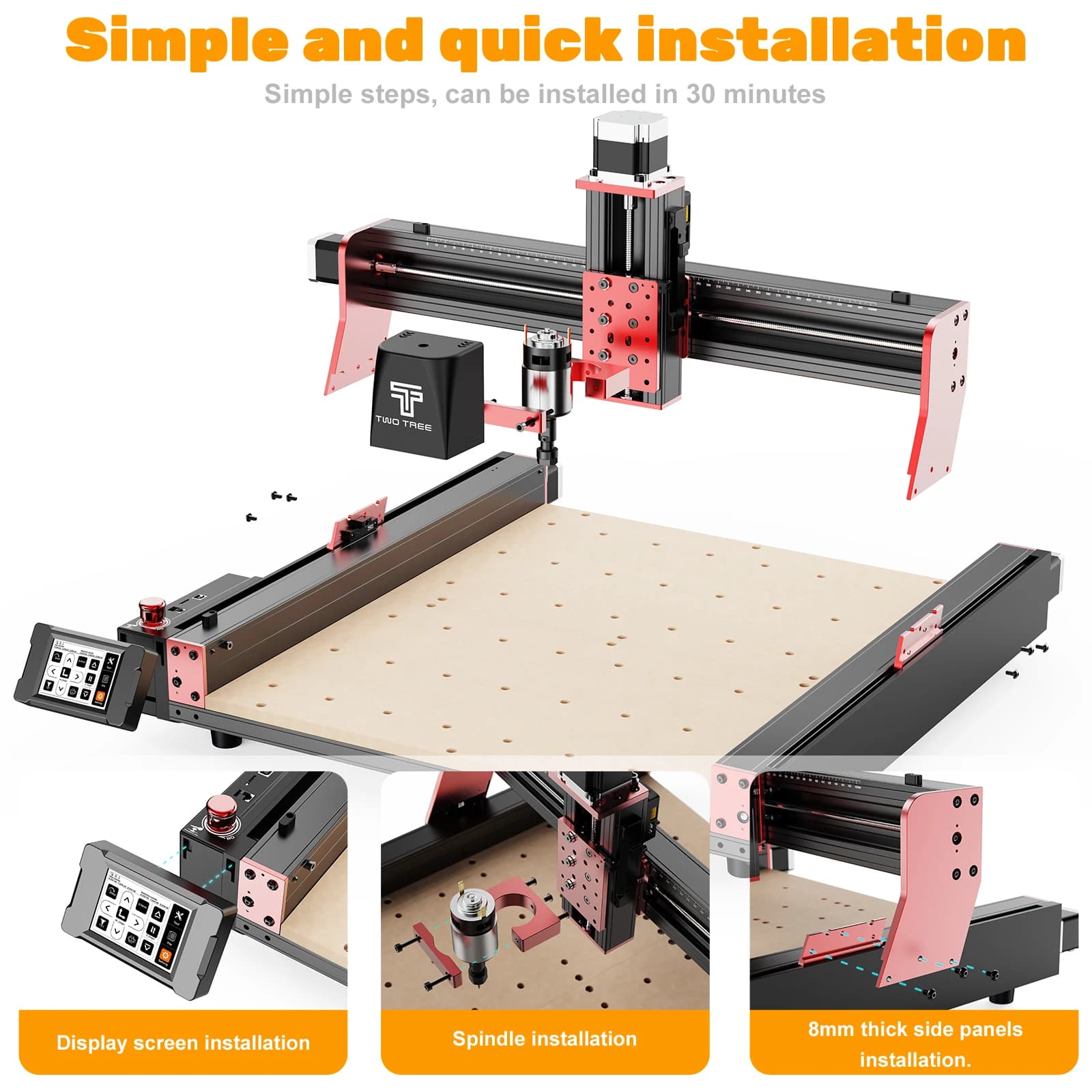 TTWOTREES TTC450 Pro 4-axis CNC machine for metal cutting, CNC router and laser engraving on wood with GRBL control