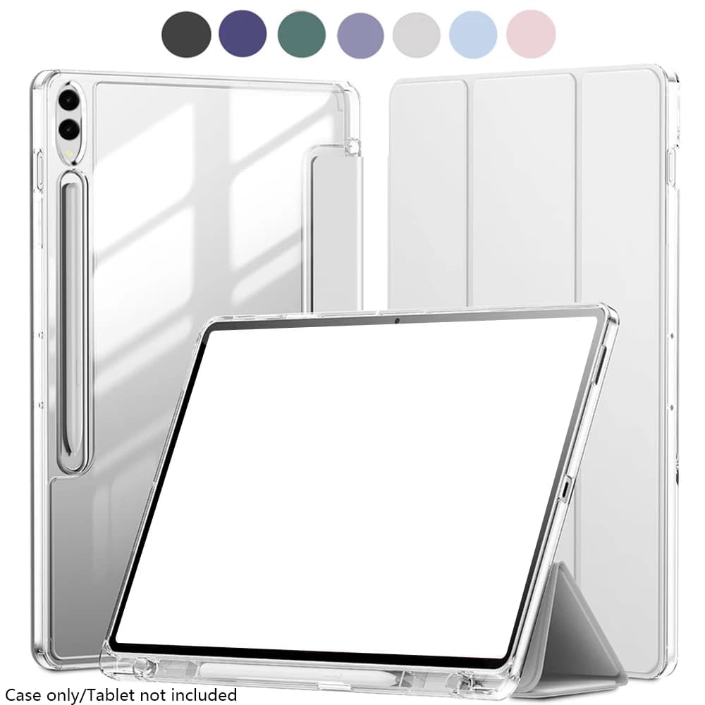 Custodia Trasparente in Cristallo per Samsung Tab S9 FE Plus S10 Plus, Cover Posteriore Trasparente e Cornice Antiurto in TPU con Porta Penna