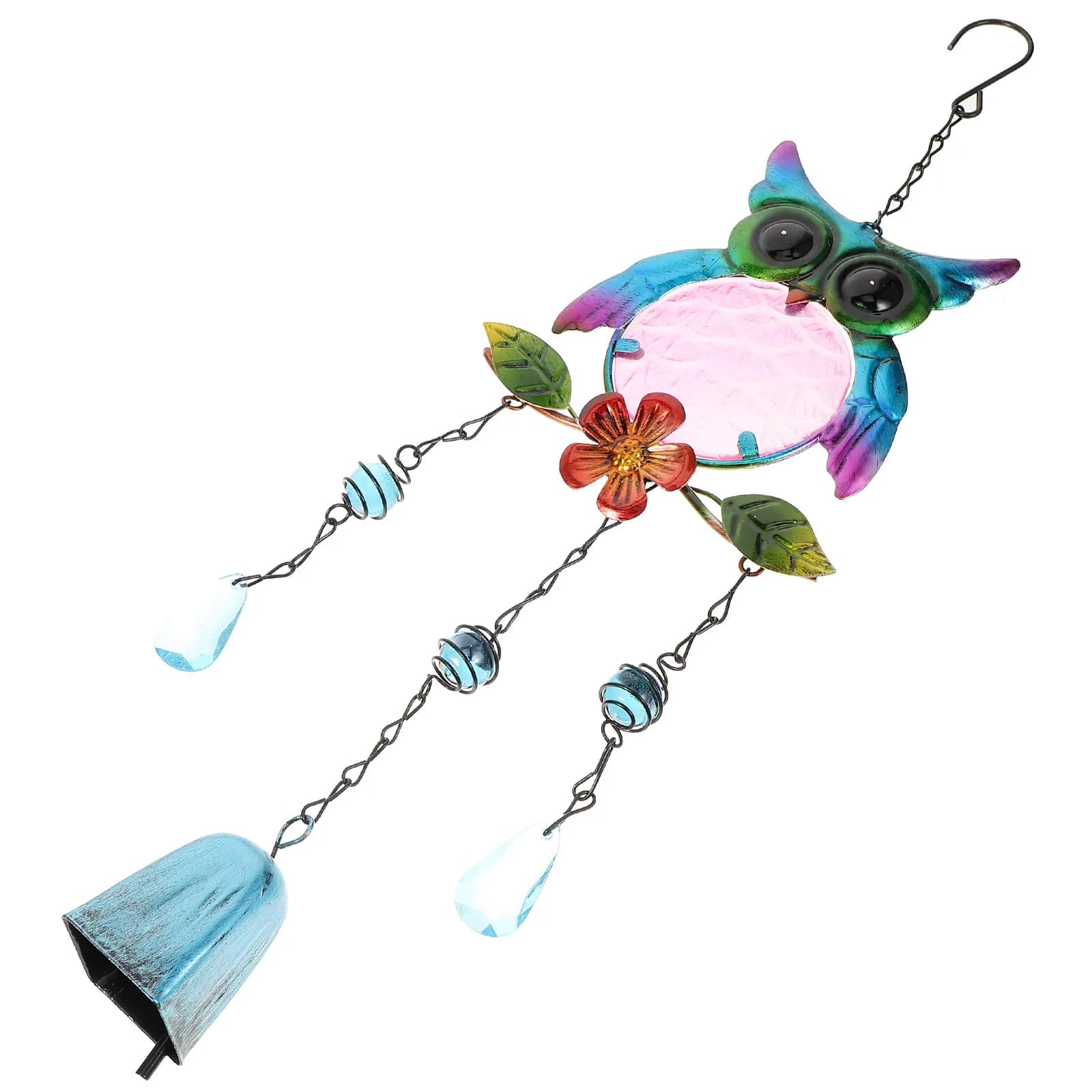 Owl Wind Chime 2302 Metal Glass Anti Rust Hanging Decoration Garden Crafts Pendant Outdoor nament Creative Yard Decor