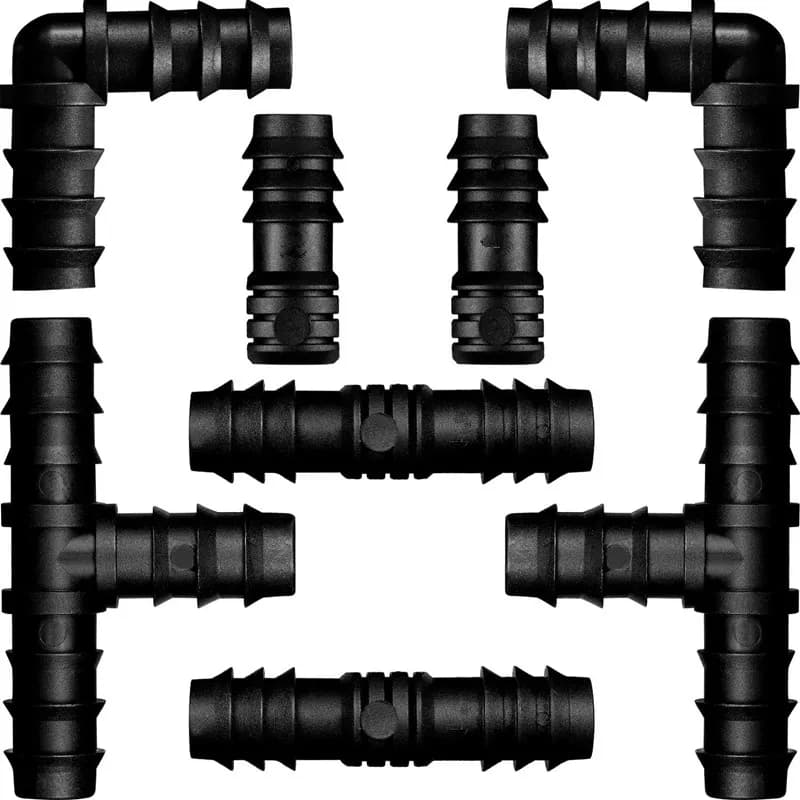 8pcs Connector Set 16mm Drip Irrigation PE Pipe Barb Connector Tee Elbow End Plug 1/2'' 3/4" Garden Water Hose Repair Extension