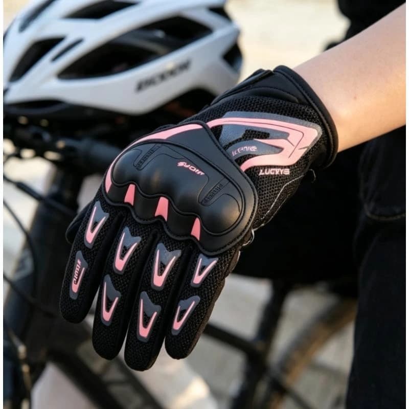 Guanti da Moto Traspiranti Estivi Suomy con Touch Screen per Uomo e Donna Rosa