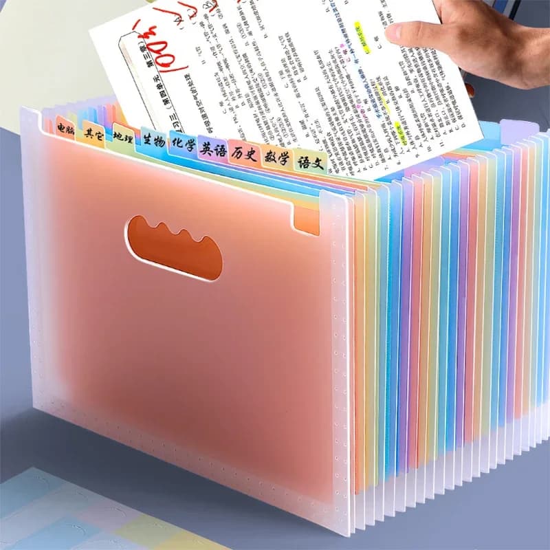 Borsa per documenti con file in piedi da 13/25 tasche Cartella di file A4 espandibile per borse di archiviazione di file per l'organizzazione del desktop domestico della scuola dell'ufficio