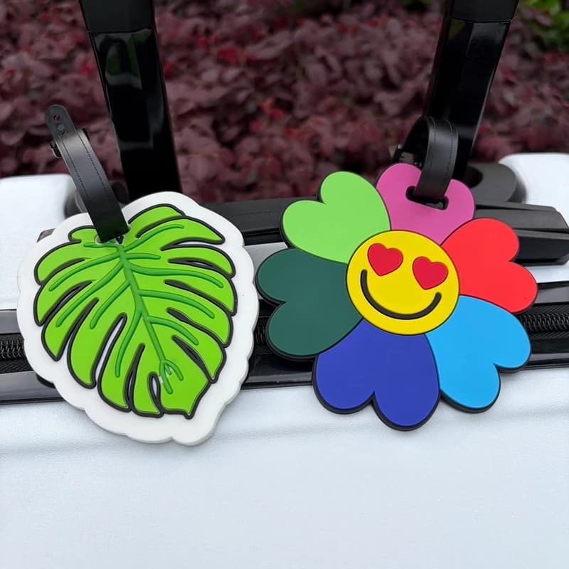 1/2 Pezzi Etichetta per Bagagli con Fiori e Foglie Verdi, Ciondolo Anti-Smarrimento per Carta d'Imbarco e Check-in