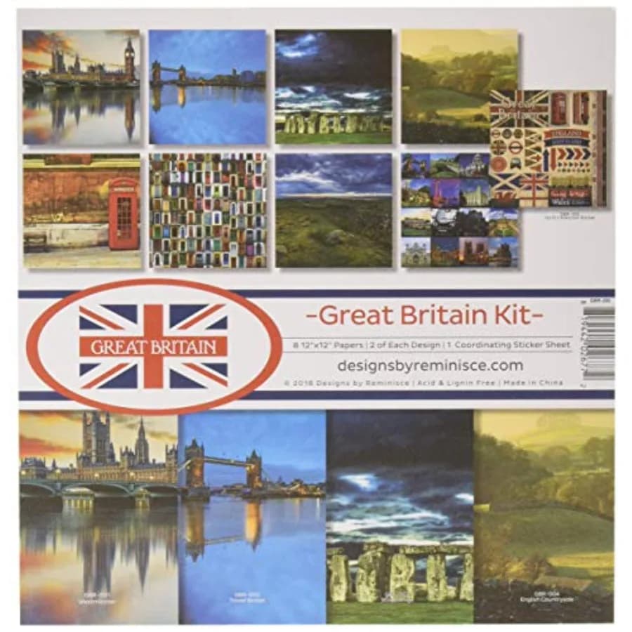 Britain Scrapbook Collection Kit, Multi Color Palette 12-x-12-Inch
