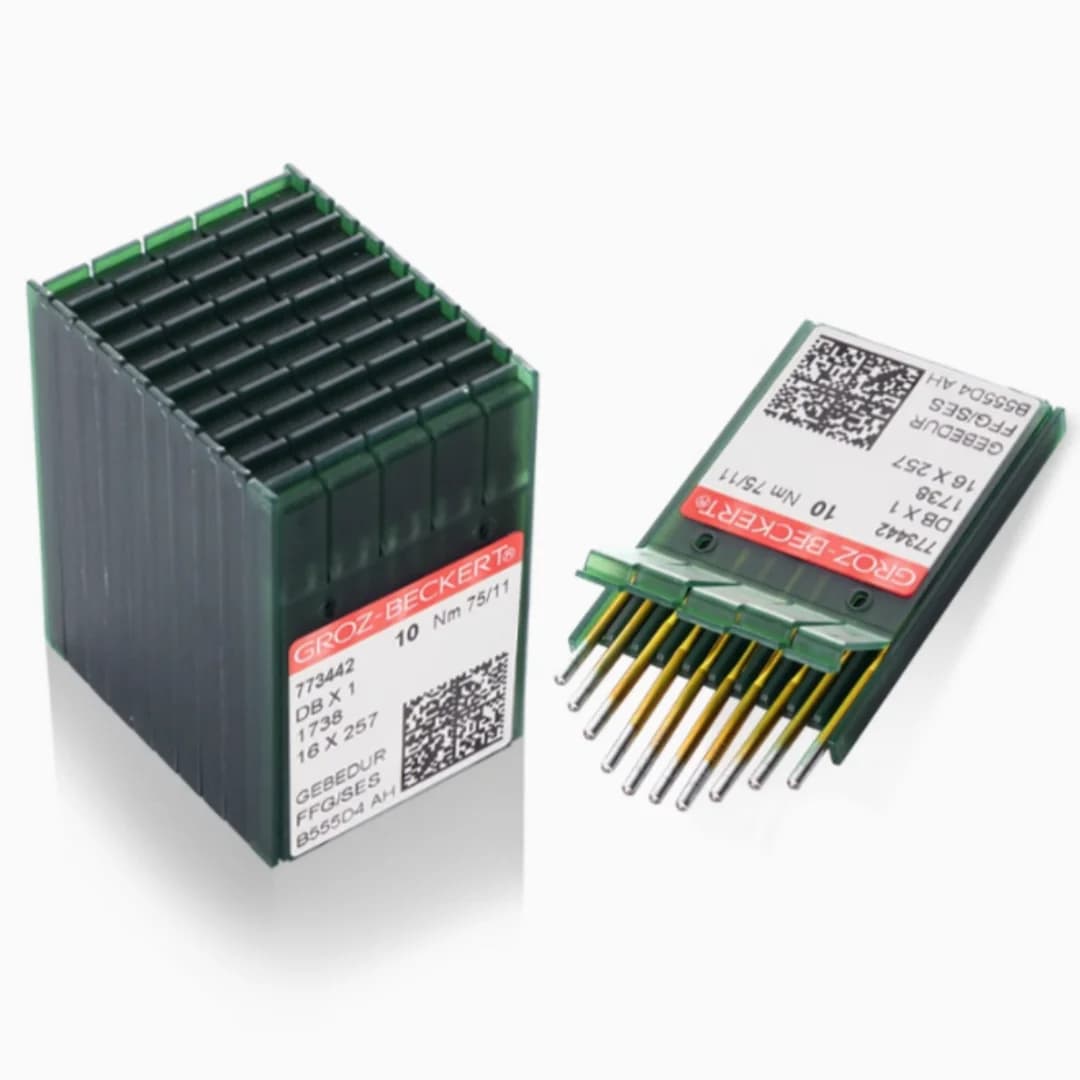 100 PZ Groz Beckert Ago D'oro DBX1 1738 16X257 GEBEDUR Aghi Per Macchine Da Cucire Compatibile con JUKI DDL, BROTHER DB2 DB * 1