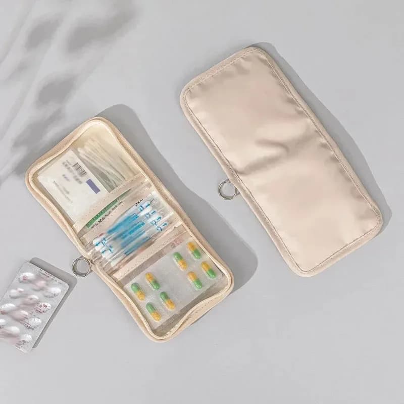 1PC Mini Medical Pouch Portable Foldable Large Opening with Zip Sort First Aid Kit Outdoor Travel Essential Storage Bags