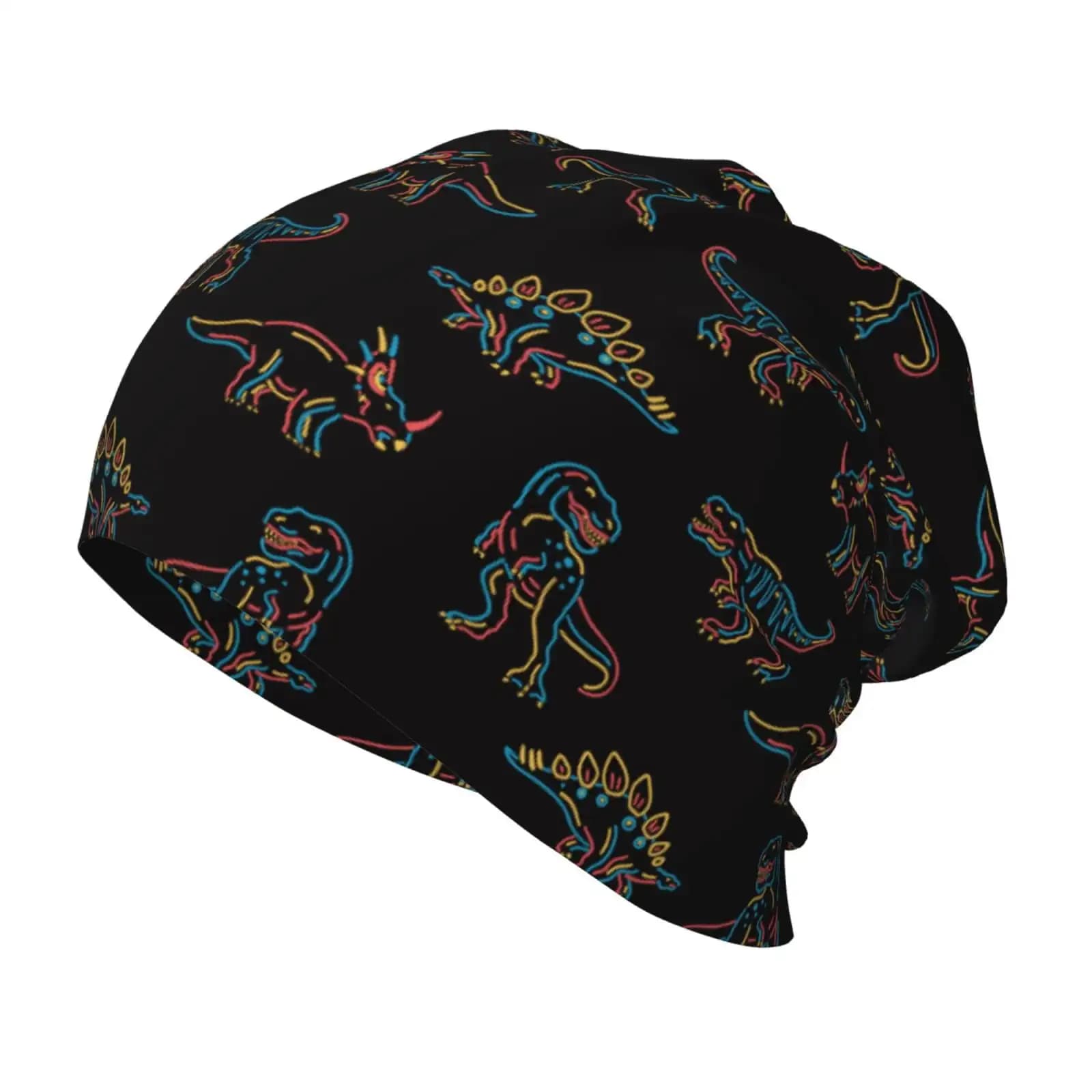 Neon Dinosaur Print Kids Knit Beanie Watch Hat ,Knit Cap For Boys And Girls