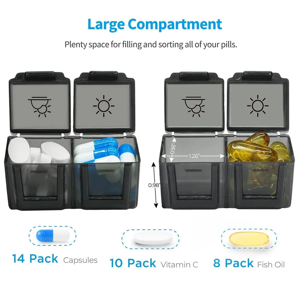 1 pz nuovo organizzatore di pillole per un mese 2 volte al giorno, AM/PM mensile, scatola per vitamine, olio di pesce, integratore, organizer da 31 giorni, custodia
