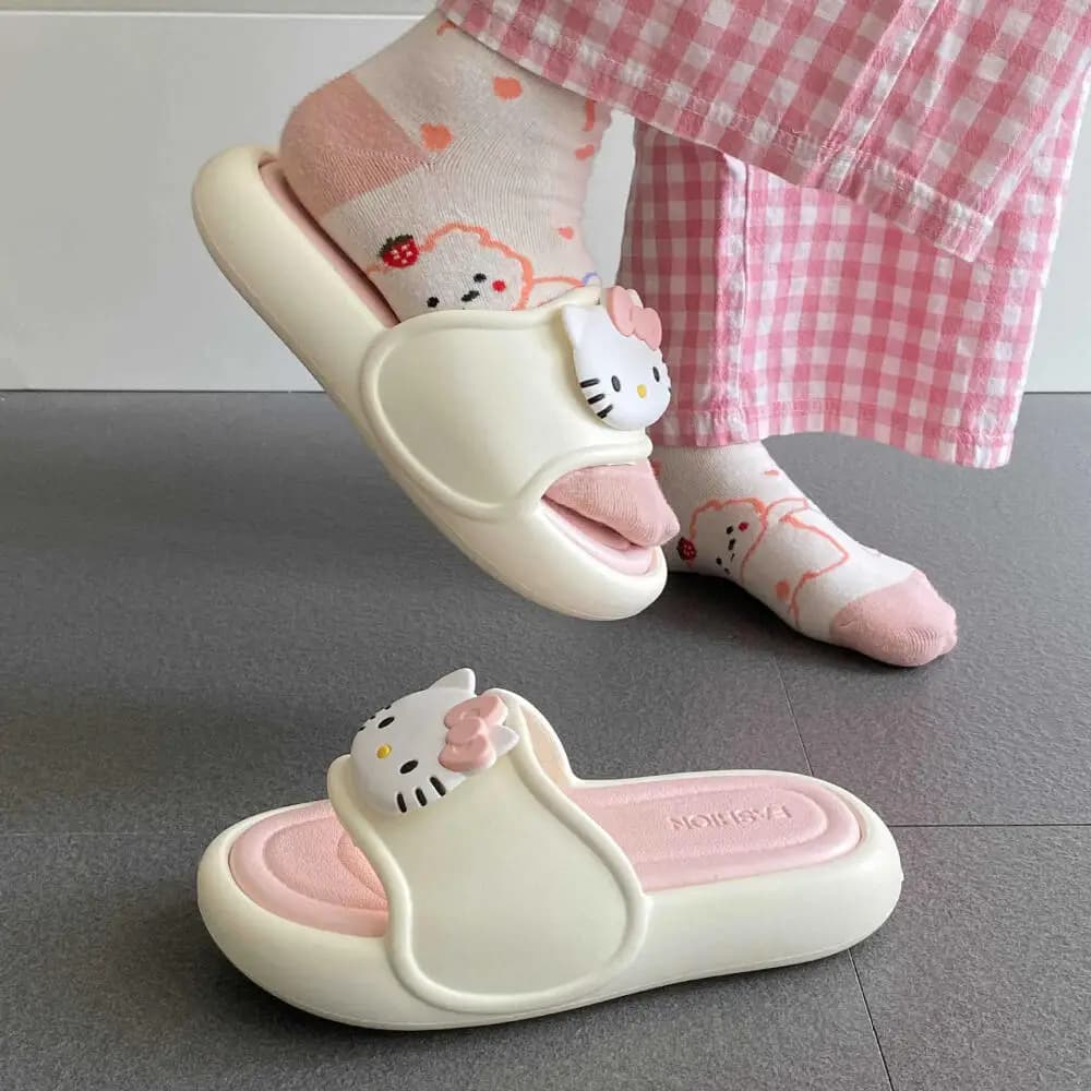 Ciabatte estive da donna Hello Kitty in EVA, modello Sanrio Kawaii, nuove sandali da spiaggia alla moda KT, regalo per ragazze.