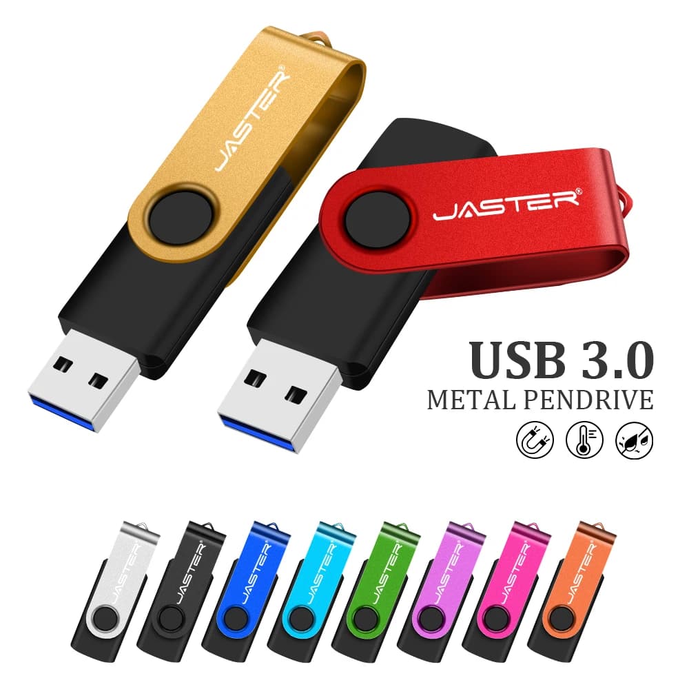 Chiavetta USB Girevole JASTER per Regali Aziendali, 128GB, Penna USB in Metallo 64GB, Chiavetta USB Nera 32GB, Memoria Flash 16GB, Disco USB 8GB
