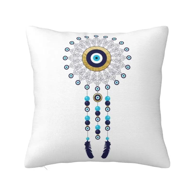 Custom Chic Evil Eye Mandala Dream Catcher Square Pillow Cover Home Decorative Hamsa Nazar Bohemian Cushion Cover Throw Pillow
