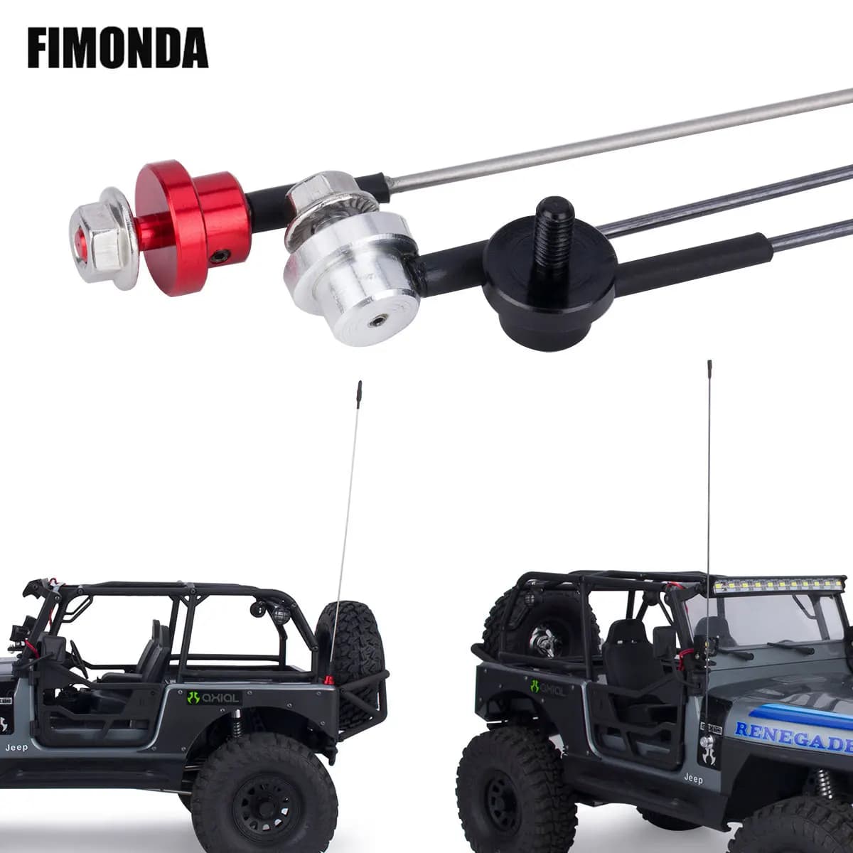 Antenna di simulazione regolabile in metallo da 50 cm con piedistallo per 1/8 1/10 RC Crawler Car SCX10 Wraith TRX4 D90 Tamiya Shell Decorazione