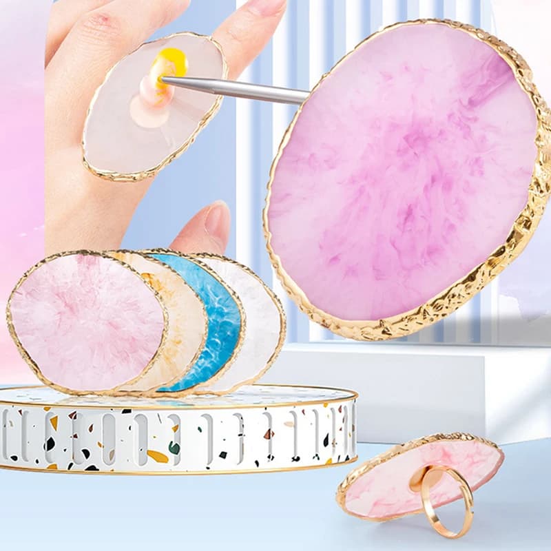 1Pc resina pietra Nail Art tavolozza anello dito unghie finte suggerimenti disegno colore miscelazione Display fai da te Manicure smalto Gel strumento