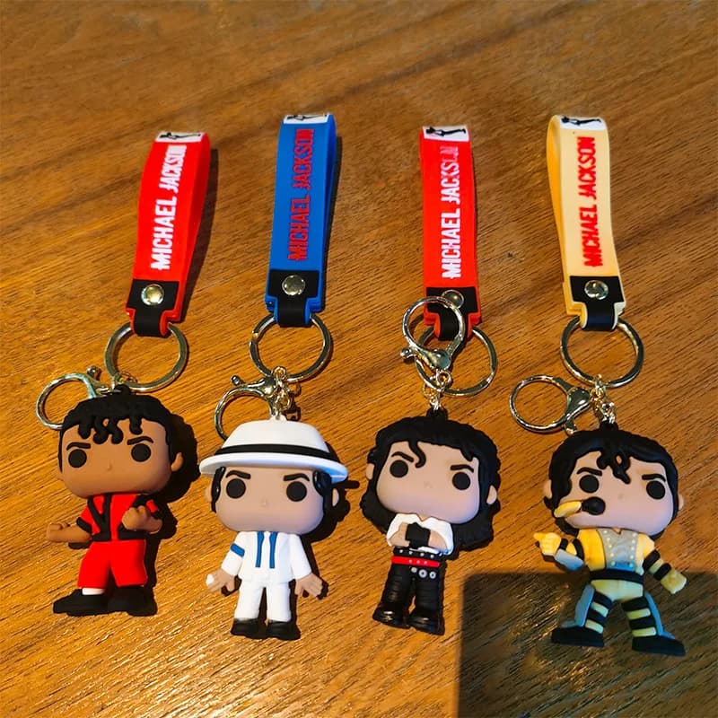 4 Styles King of Dance Jackson Keychain Classic Singer Key Ring Holder Pendant Key Chains Michael Jackson Birthday Gifts