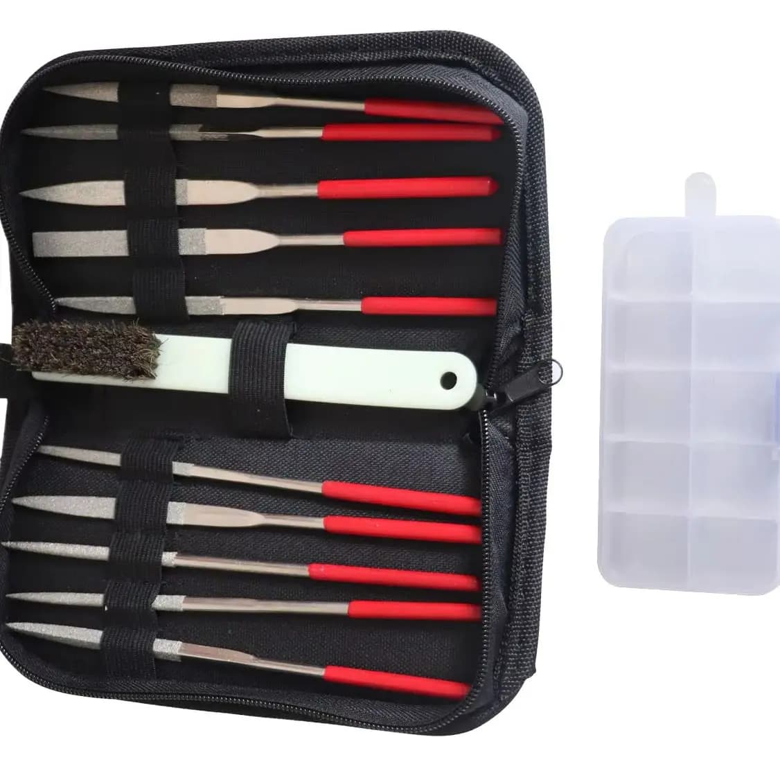 Set di 10 Lime Diamantate di Precisione per Lucidatura Metalli, Intaglio Legno, Gioielli, Modellismo 3D e Artigianato con Spazzola