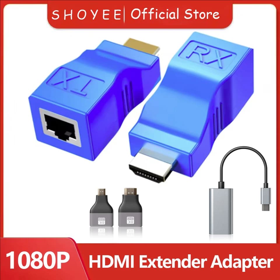 Adattatore Extender HDMI, Convertitore di Rete HDMI a RJ45 Tramite Cavo Cat5-e/6 Splitter 1080p per HDTV, TV HD, DVD, PS4, STB