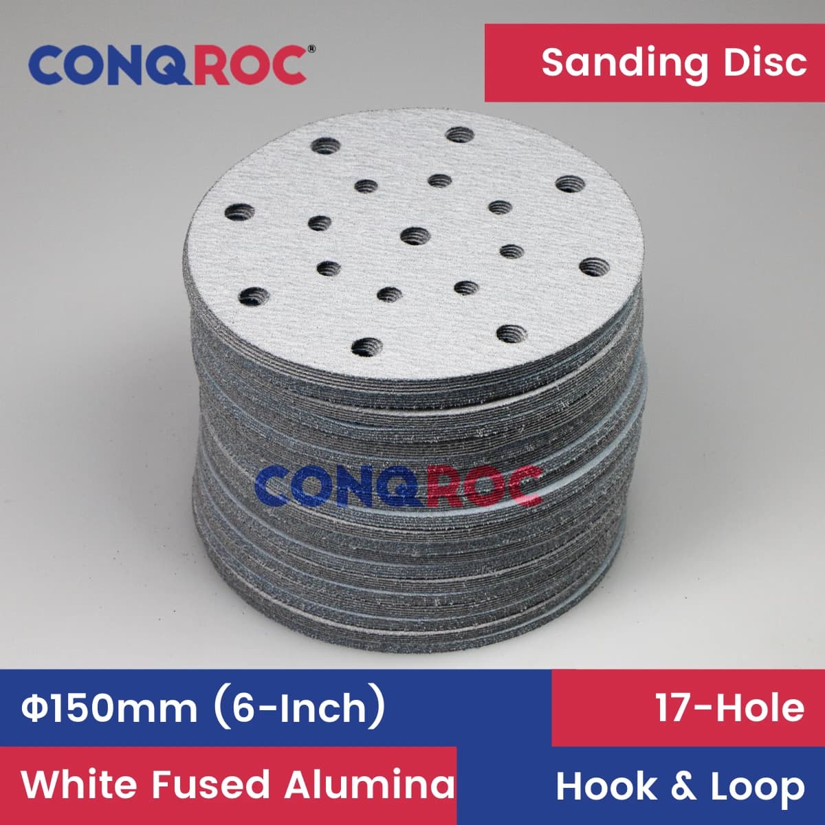 100 Pieces 150mm (6-Inch) 17-Hole Sanding Discs White Fused Alumina Dry Sanding Papers Hook and Loop Grit 60~1000