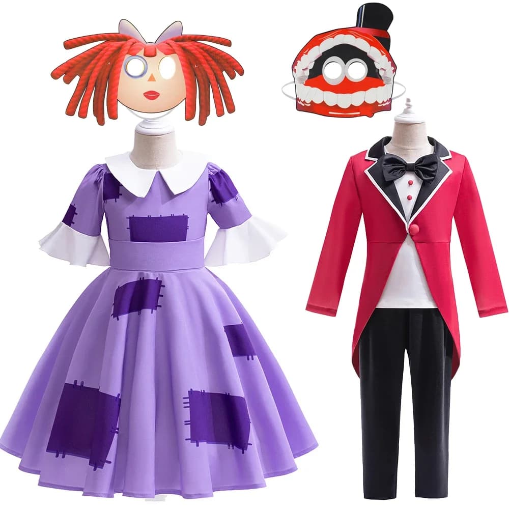 2025 Anime Incredibile Circo Digitale Abiti Cosplay Del Fumetto Pomni Raghata Jax Caine Costume Cosplay Tuta di Halloween Per Bambini Ragazzi