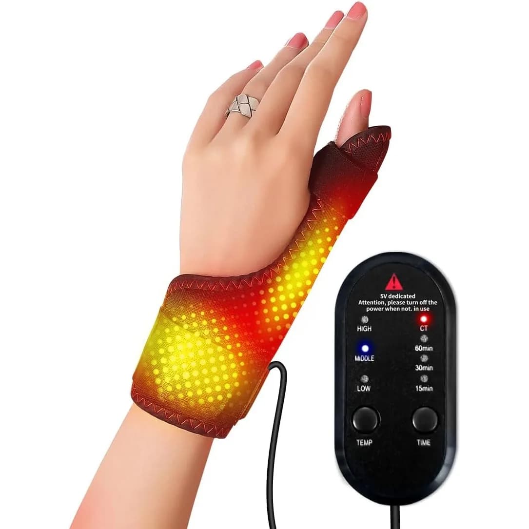 Cuscinetto Massaggiante Elettrico Riscaldante per Polso con Vibrazione, 3 Livelli di Compressione Calda, Massaggiatore Riscaldante, Supporto per Polso, Sollievo da Tendinite, Fascia Rilassante
