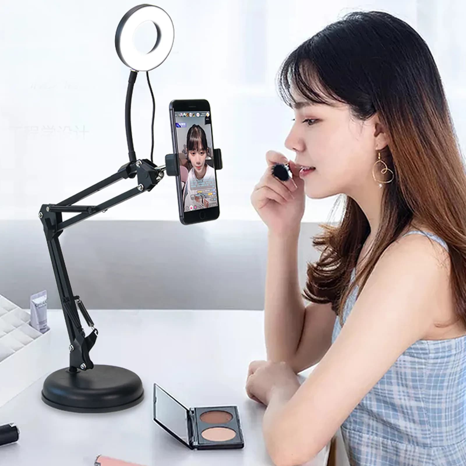 1Set Professional Heavy Duty Metal Scissor Arm Webcam Holder with 360 Degree Adjustable Suspension for Live Streaming Studio