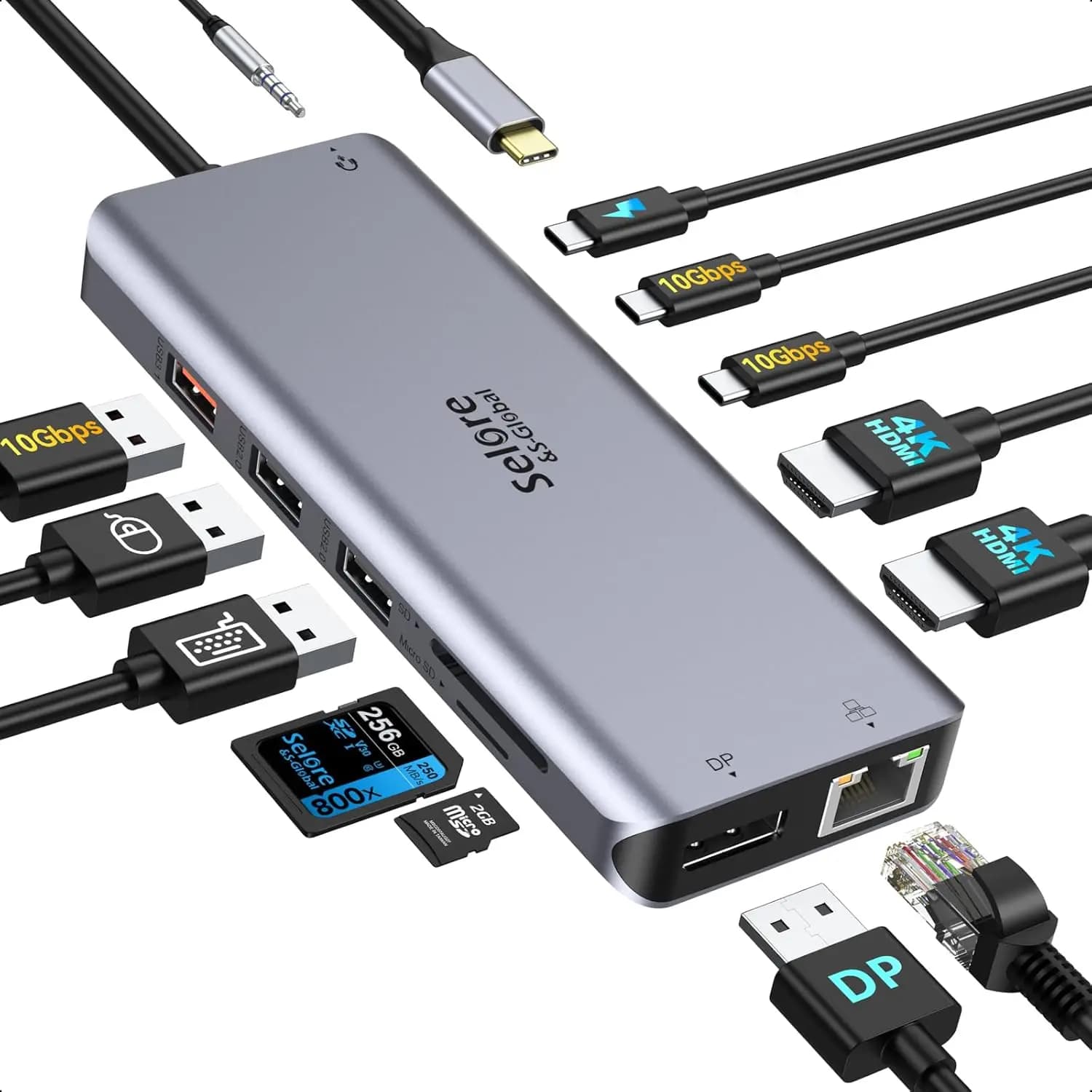 Docking Station USB-C 13-in-1 con Doppio HDMI, DisplayPort, Ricarica PD 100W, Ethernet e Lettore di Schede