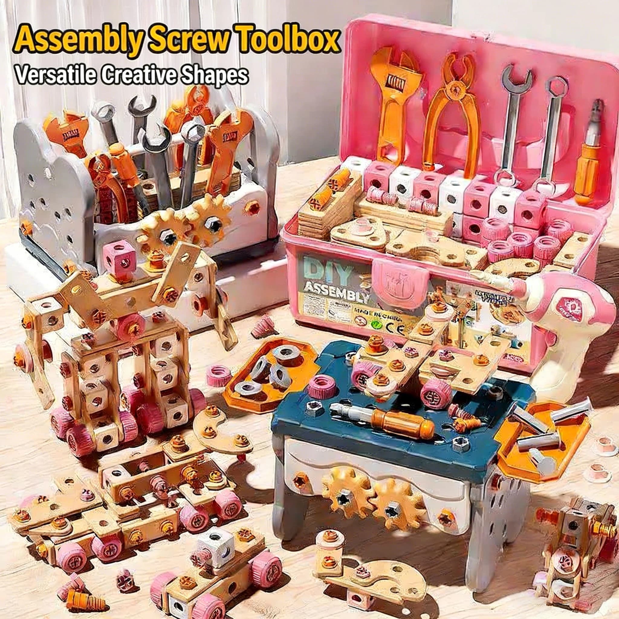 Set di Attrezzi per Bambini Kit Giocattolo Fai-da-Te per Assemblaggio Dadi Puzzle 3D STEM Strumenti di Costruzione Giocattoli Montessori Regalo per Ragazzi e Ragazze Novità 2026