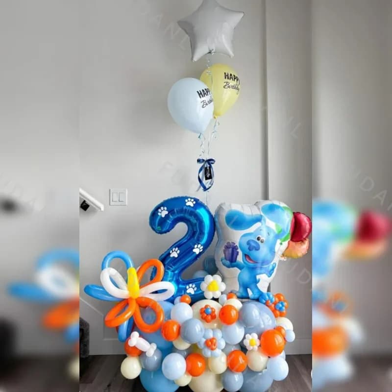 65pcs Blues Clues Theme Birthday Party Ball Column Deco Supplies Blue Spotted Dog Foil Ball Baby Shower Helium Globos Kid Favors
