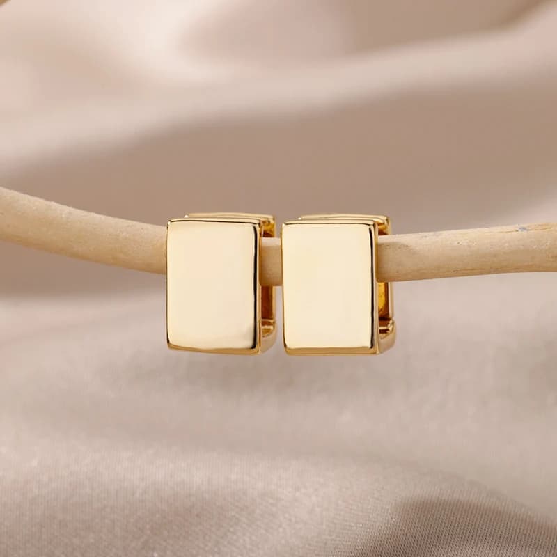 Square Earrings for Women Stainless Steel Gold Color Stud Earrings 2025 Trend New In Femme Piercing Jewelry Freeshipping Items