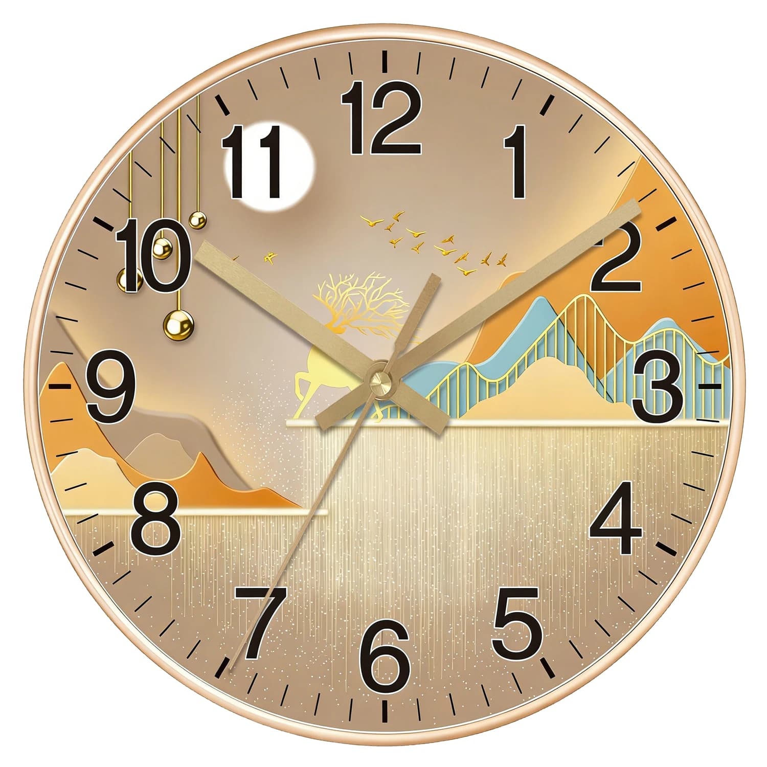 Watch from Silent Wall with Atypical Deer, Chinese Landscape Art, Home Decoration, Creative Gift for Family and Home Inauguration