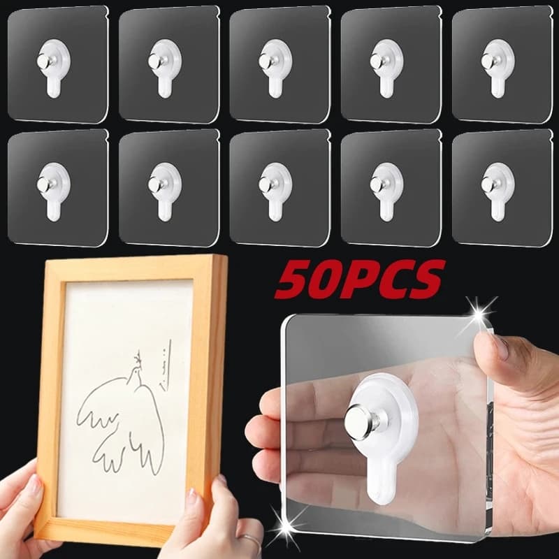 Ganci adesivi da 50 pezzi Cornice per foto Ganci per poster Cucina impermeabile Accessori per il bagno Gancio a vite