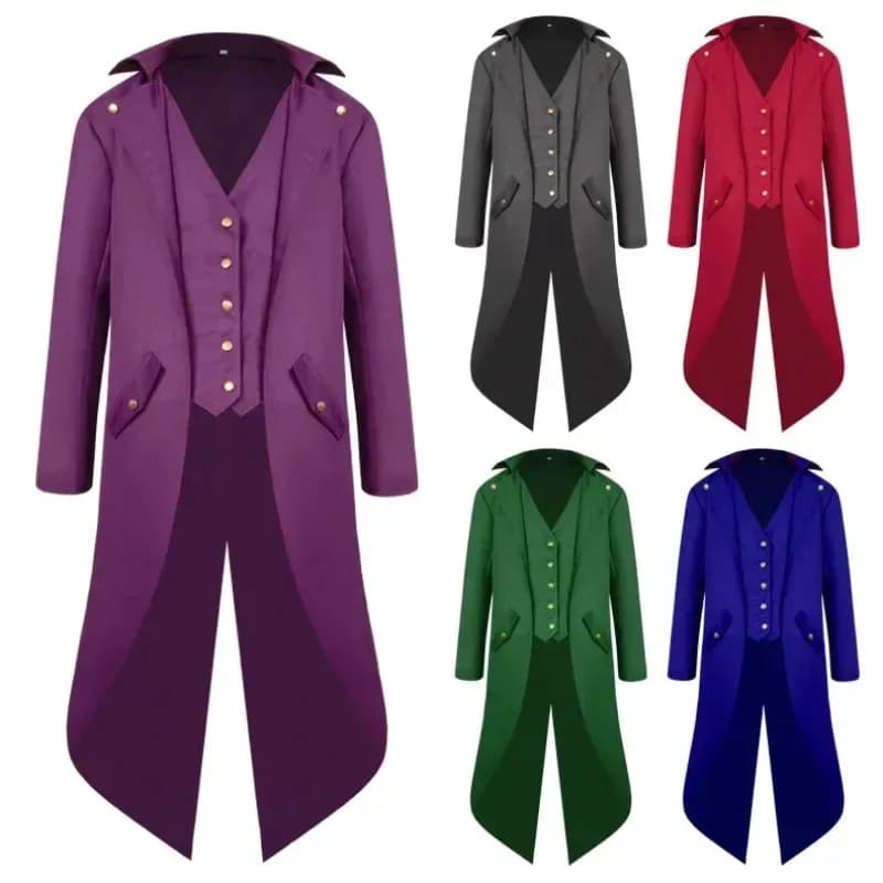 New Arrival Medieval EURO TAGLIA Halloween Costume Cosplay Man Boys Steampunk Gothic Jacket Victorian coat Vintage tuxedo coat