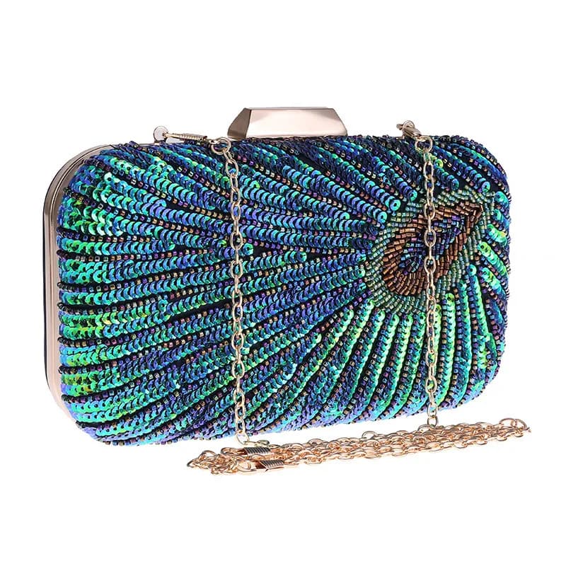 Pochette Borse da sera con paillettes in rilievo di pavone Borse da donna Busta da sposa Borse da sposa Borse a tracolla femminili formali