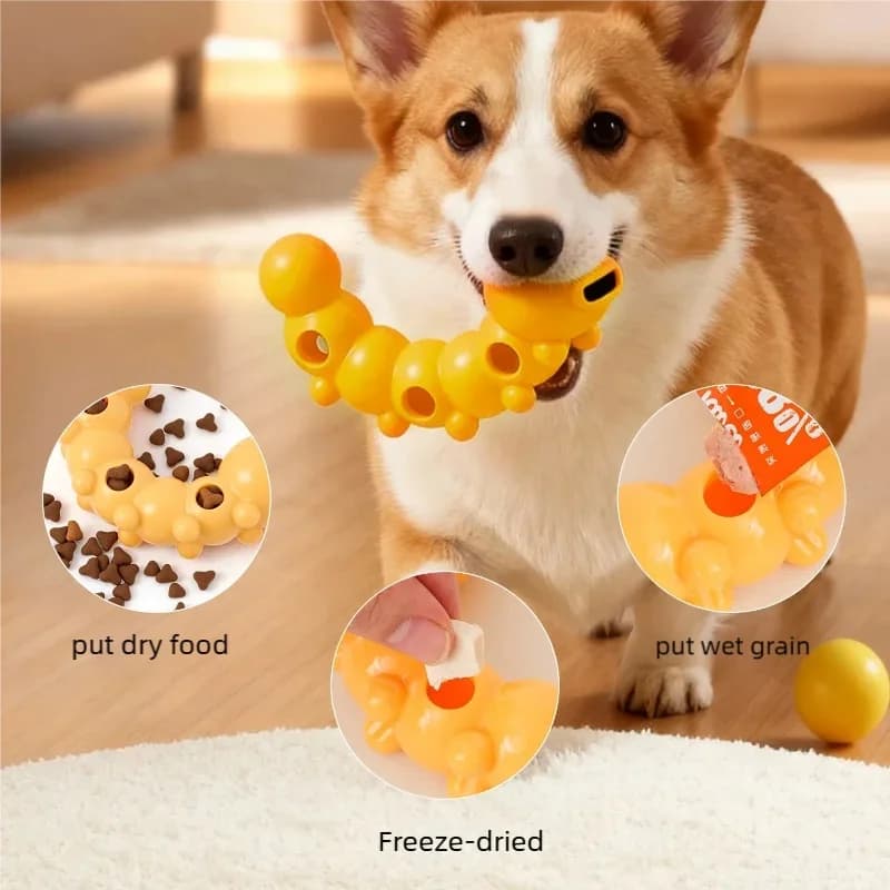 Caterpillar Treat Dispensing Dog Chew Toy Bite Resistant Molar Puzzle Toy for Small Medium Dogs Puppies Teething