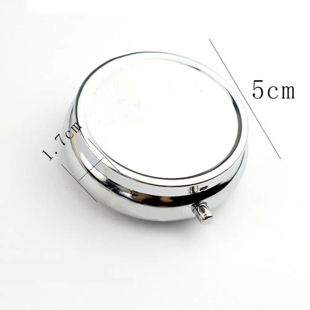 Scatola portatile in metallo per tablet, custodia rotonda compatta per orecchini, organizer per pillole a prova di perdite, da viaggio