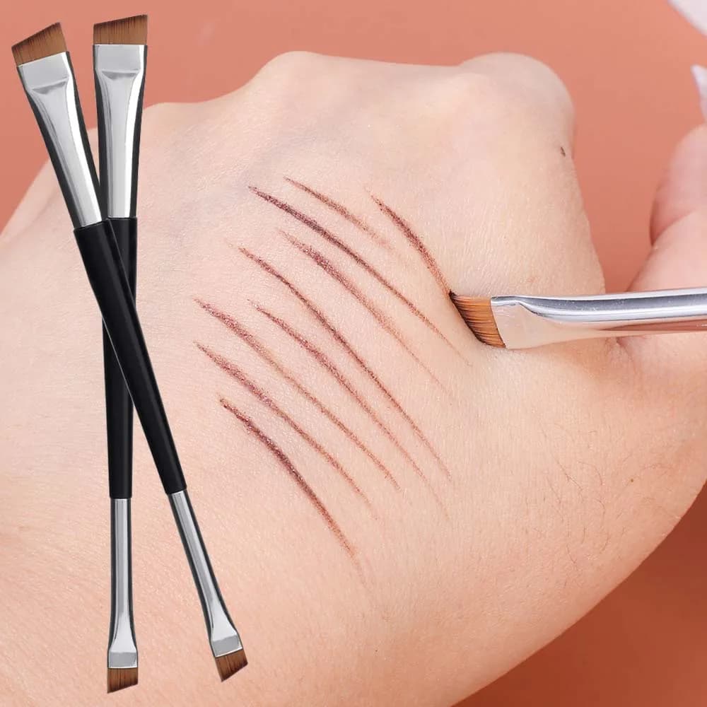 Pennello per trucco 2 in1 pennello per sopracciglia con lama angolata aggiornata pennello per sopracciglia portatile professionale Super sottile contorno occhi strumento per pennelli per trucco