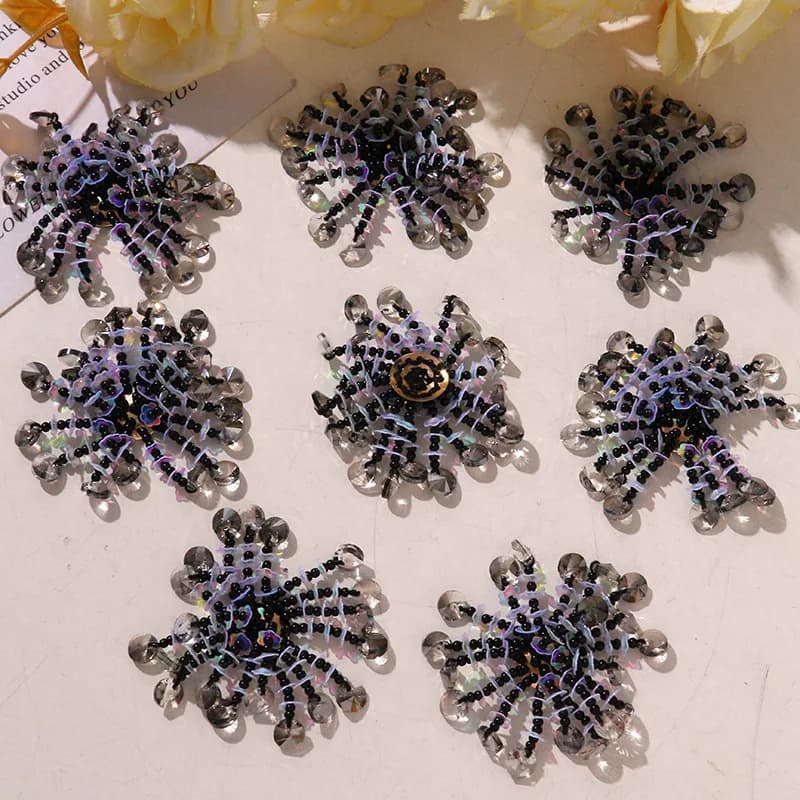 Shoe Charm 1 Piece Iridescent Glass Tassel Seed Bead Crystal Flower Cluster Dark Sweet Edgy Gothic DIY Clip for Clear Crystal