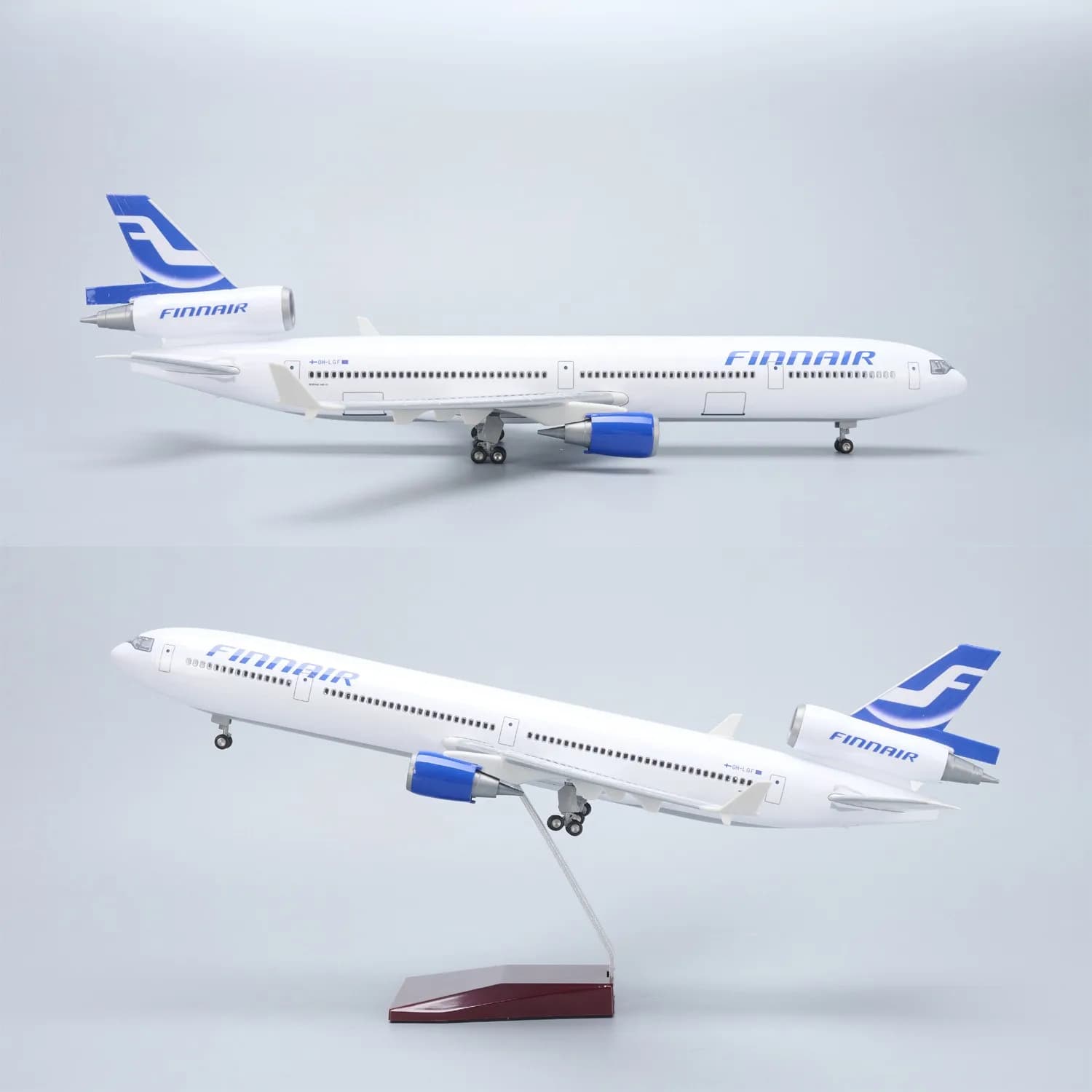 47cm Finn Air MD-11 Airplane Model Kit 1/130 Scale Diecast Resin Airplane Model With Stand For Display Collection or Toy Gift