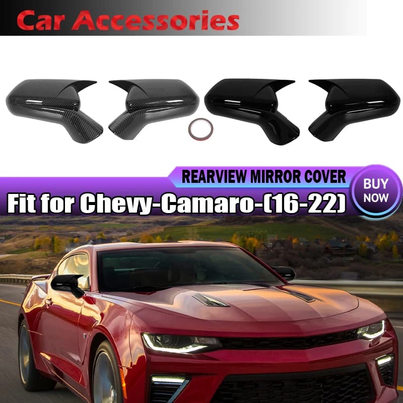 Rhyming 1 Pair Rearview Mirror Cover For Chevrolet Camaro LT SS RS ZL1 2016-2022 US Version Self-adhesive Side Wing Mirror Cap