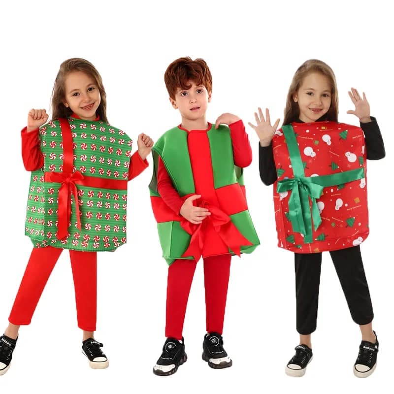 Costumi per bambini di Natale di Capodanno Confezione regalo di Babbo Natale Costumi per ragazze dei ragazzi Costumi di spettacolo per feste di Natale