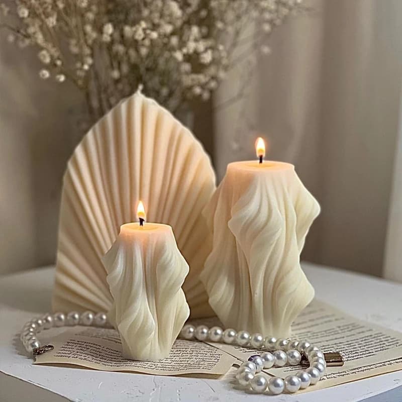 Stampo per candele in silicone a forma di colonna di seta irregolare fai-da-te Stampi per sapone in gesso a forma di colonna di seta irregolare Forniture per la produzione di candele Decorazioni per la casa