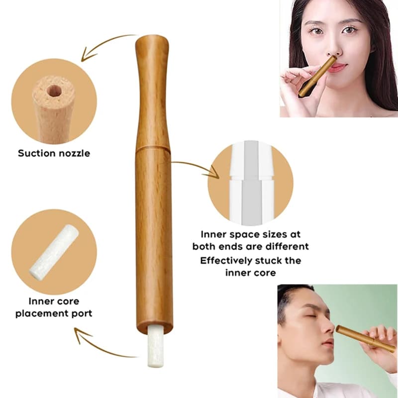 1 * Inalatore per aromaterapia per oli essenziali Smettere di fumare Inalatore Stick Diffusore personale in legno per oli essenziali con aste in fibra