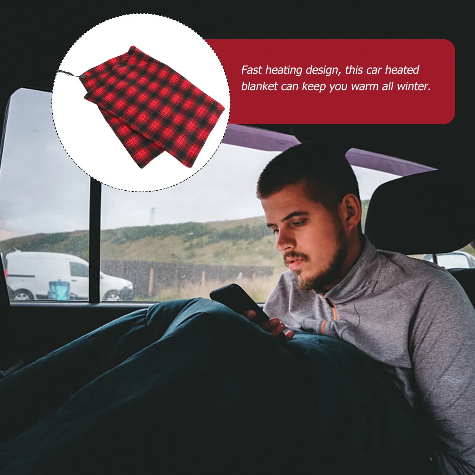Coperta Riscaldante per Auto 12V, Coperta Elettrica da Viaggio per Veicoli, Coperta Termica per Guidare con Comfort in Clima Freddo