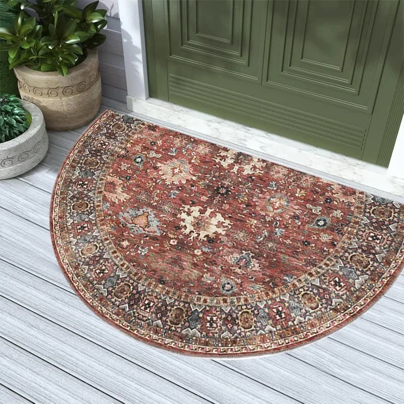 Tappeto Semicircolare VIKAMA Mandala per Yoga e Meditazione, Ideale per Ingresso, Ufficio e Arredamento Interno