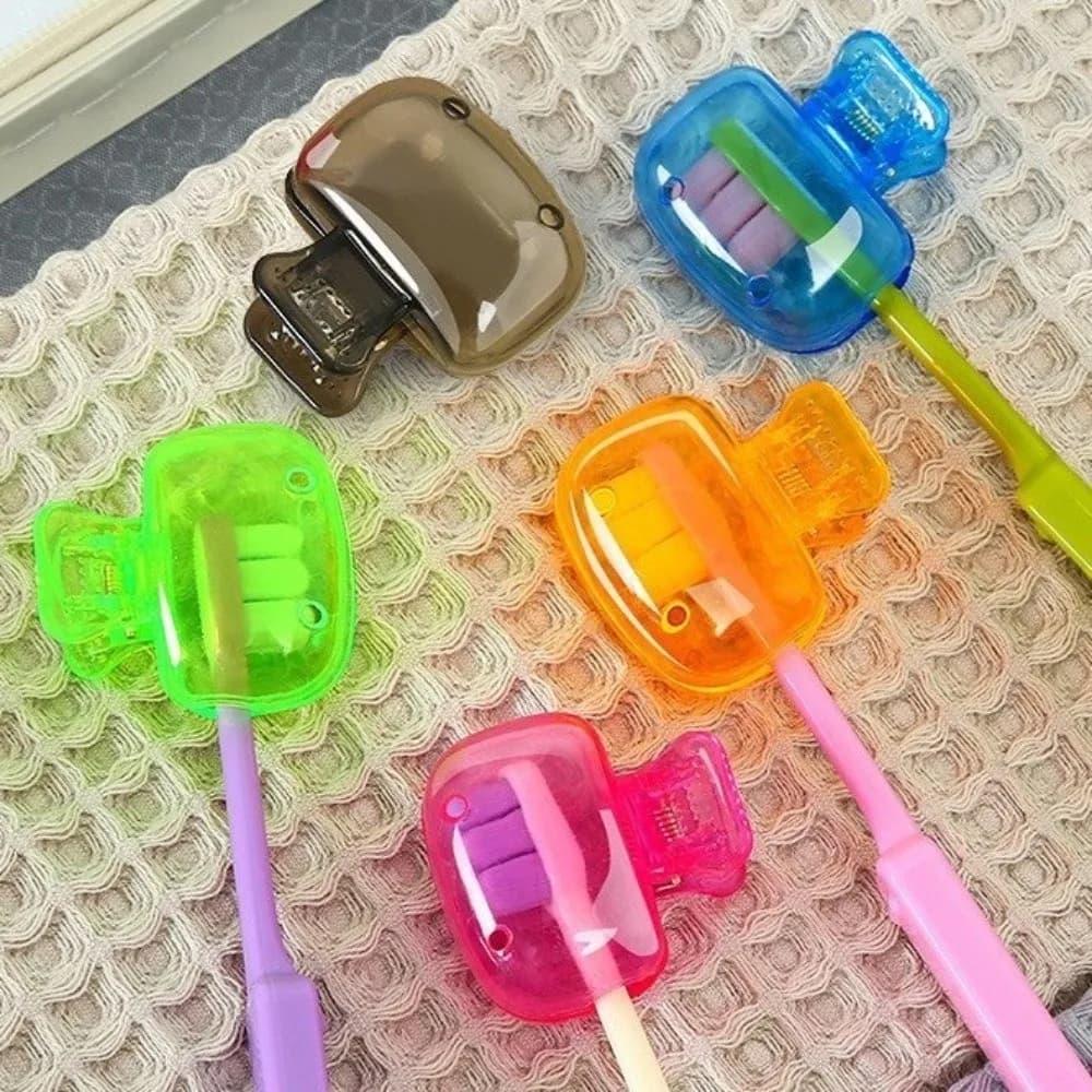 2pcs Portable Plastic Toothbrush Holder Washable Protective Toothbrush Head Cap Cute Durable Toothbrush Case Travel Use