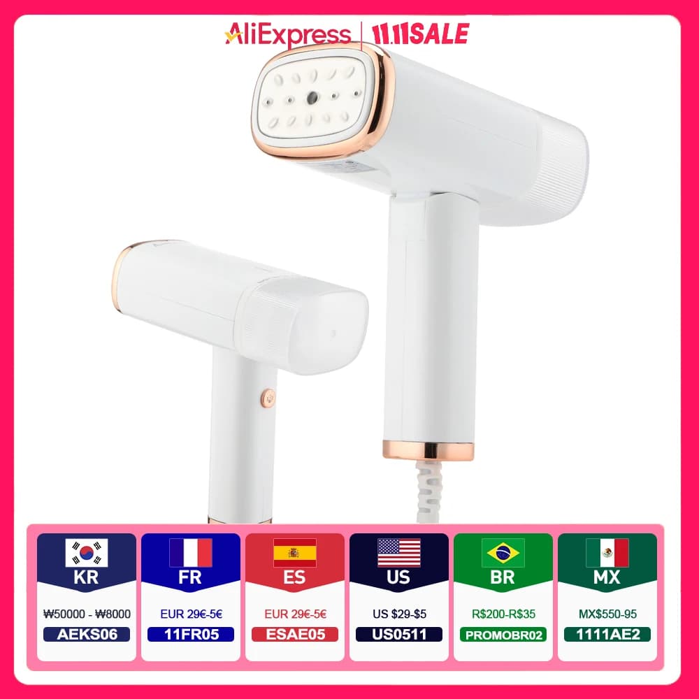 Ferro da stiro a vapore portatile portatile 1000W pieghevole mini indumento appeso a vapore stiratura vestiti stiratrice a secco e bagnato per i viaggi a casa