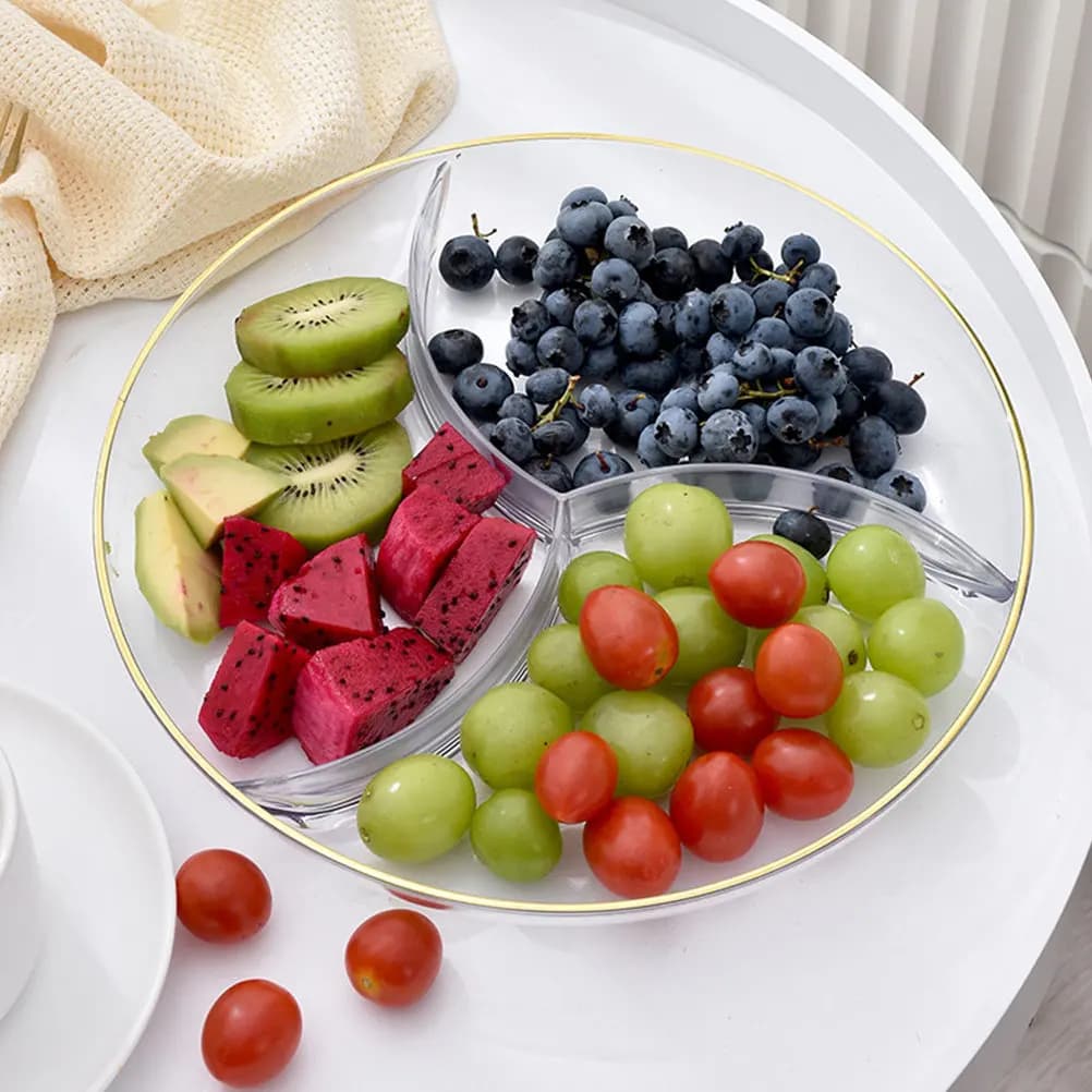 Vassoio Portamerenda in Plastica con Scomparti, Piatto per Frutta Leggero e Facile da Pulire, Contenitore per Caramelle, Noci e Frutta Secca