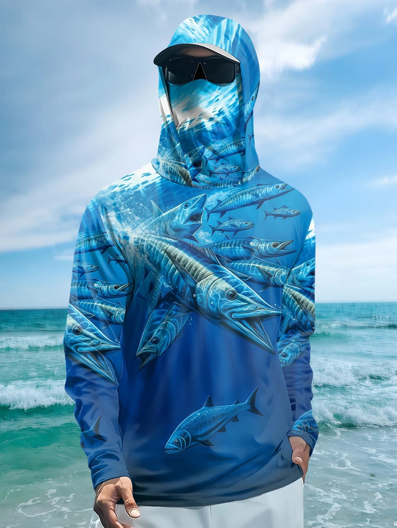 Maglietta da pesca a maniche lunghe da uomo, abbigliamento da pesca, t-shirt da pesca con protezione UV, abbigliamento da pesca ad asciugatura rapida